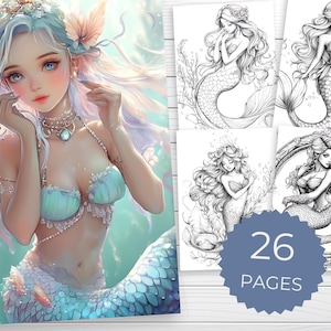 Beautiful Mermaid Coloring Pages | Printable Digital Download for Kids & Adults | Underwater Fantasy Art | Mermaid Coloring Sheets | Magical
