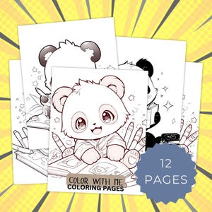 Paquete para colorear Color with Me / Adorables pandas bebés / Pandas artísticos / Pandas para pintar / Páginas para colorear fáciles de colorear / Apto para todas las edades