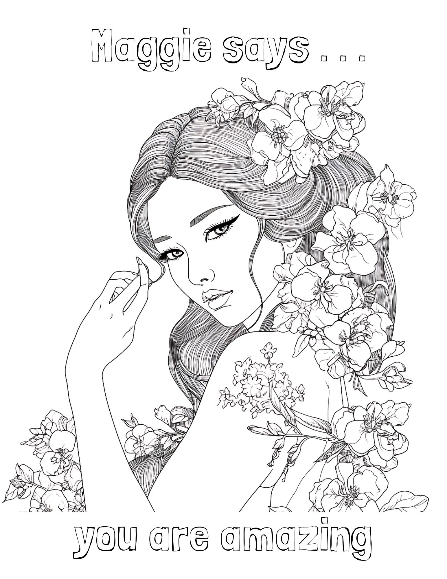 Mental Wellness Coloring Pages. Printable Coloring Page. Supportive