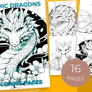 Mythic Dragons coloring pack | High Fantasy Dragon Art | Anime style dragon illustration | Coloring for kids and adults | Easy to color |