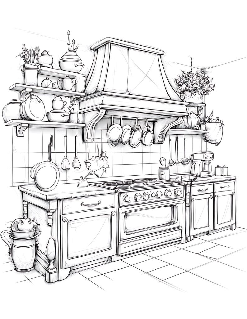 Dream Kitchen Coloring Pages | 13 Printable Designs (digital Download ...