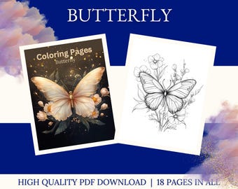 Butterfly Coloring Pages | Nature Designs for Adults, Teens (Digital Download)