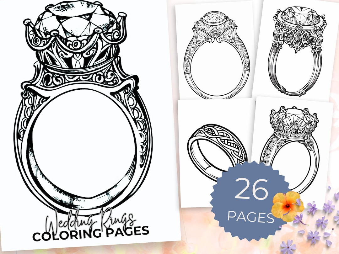 Wedding Rings Coloring Pack | Engagement Rings | PDF Coloring Pages | Ready  to Download | Easy to Color | Great for Wedding Guest Activity | - Etsy New  Zealand, image size:1080x810