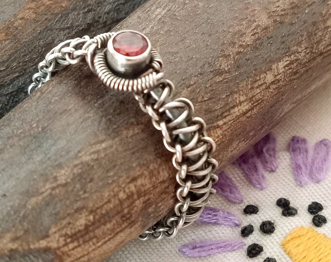 Sterling Silver and Garnet Macramé Wire Wrapped Ring Size 8 - Etsy