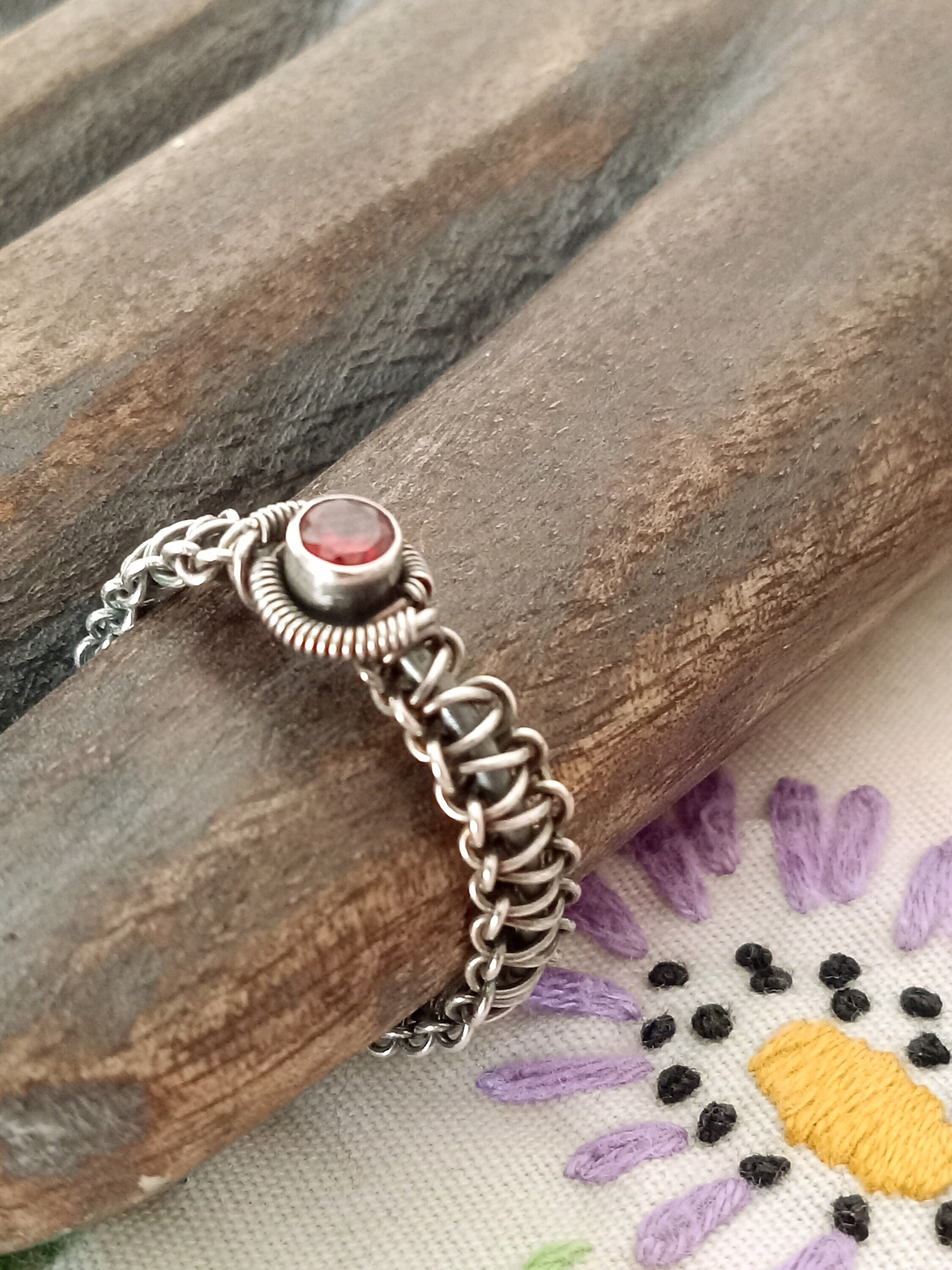 Sterling Silver and Garnet Macramé Wire Wrapped Ring Size 8 - Etsy