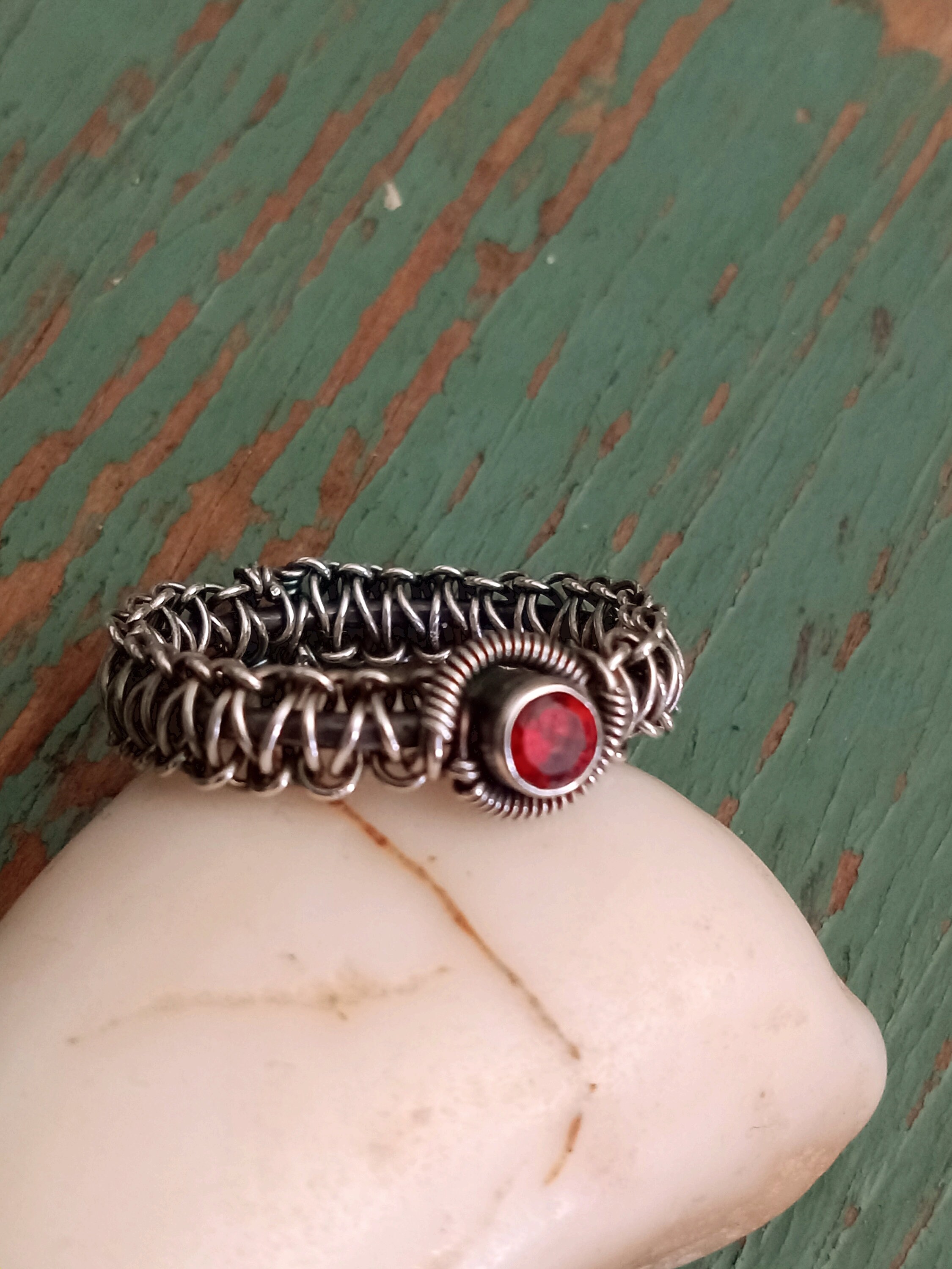Sterling Silver and Garnet Macramé Wire Wrapped Ring Size 8 - Etsy