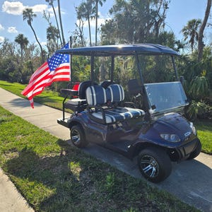 Icon Golf Cart Flag Pole Mount- Quickly Attaches to Round Bar - Pole and Mounts Included!!!