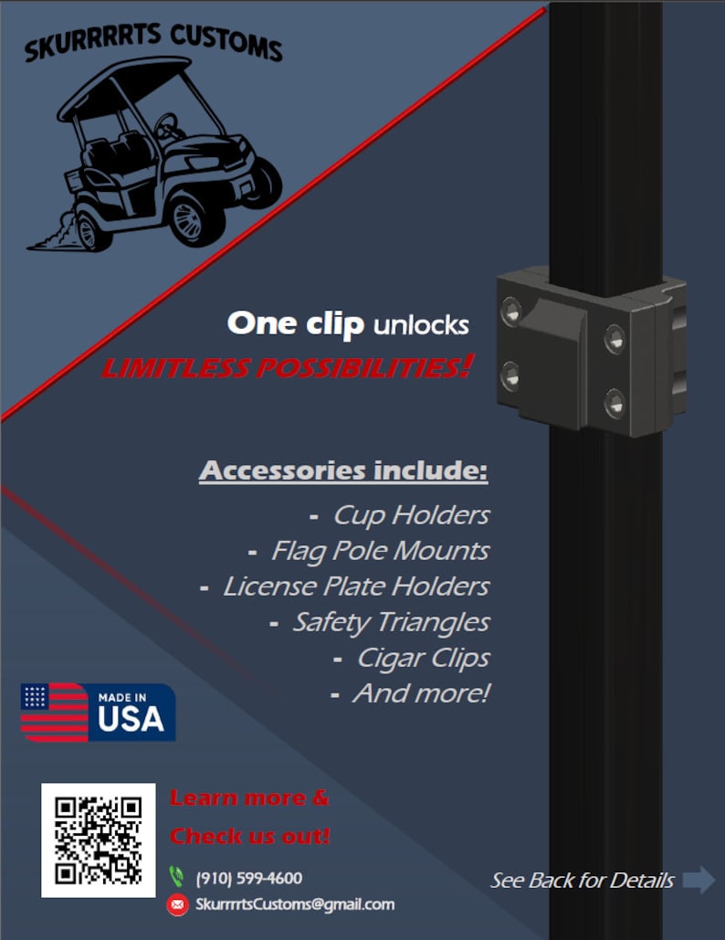 Golf Cart Flag Pole Mount - Quickly Attaches to Sq Tubing - Pole and Mounts Included! image 3