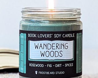 Wandering Woods Soy Candle, Rosewood Fig and Earth for Fantasy Readers