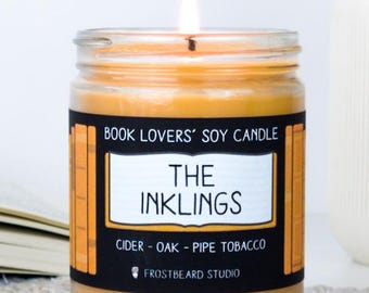 The Inklings Soy Candle, Autumn Cider Oak and Pipe Tobacco for Book Lovers