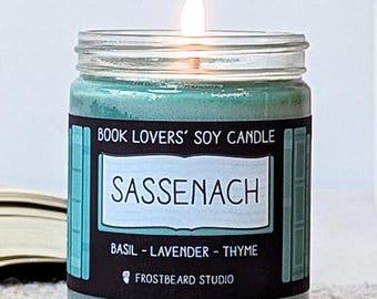 Sassenach Soy Candle, Basil Lavender and Thyme Highland Scent for Readers