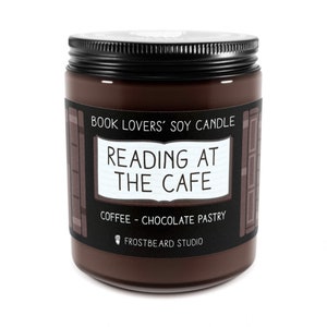 Reading at the Cafe︱Book Lover Candle︱Book Candle Scent︱Book Inspired Candle︱Literary Candle︱Soy Candle︱Scented Candle︱Frostbeard