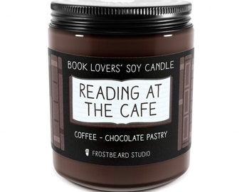 Lectura en el café︱Vela amante de los libros︱Aroma de vela de libro︱Vela inspirada en libros︱Vela literaria︱Vela de soja︱Vela perfumada︱Barba helada