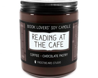 Lecture au café︱Bougie pour les amoureux des livres︱Parfum de bougie de livre︱Bougie inspirée d'un livre︱Bougie littéraire︱Bougie de soja︱Bougie parfuméeBarbe de givre