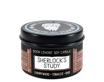 Sherlock's Study Scented Soy Candle - 2 oz Tin - Candle for Book Lovers - Frostbeard Studio