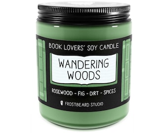 Wandering Woods Scented Soy Candle - 8 oz Jar - Candle for Book Lovers - Frostbeard Studio