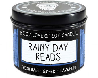 Rainy Day Reads Scented Soy Candle - 4 oz Tin - Candle for Book Lovers - Frostbeard Studio