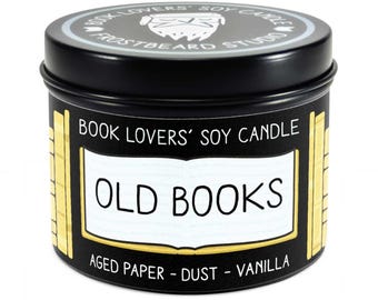 Old Books Scented Soy Candle - 4 oz Tin - Candle for Book Lovers - Frostbeard Studio