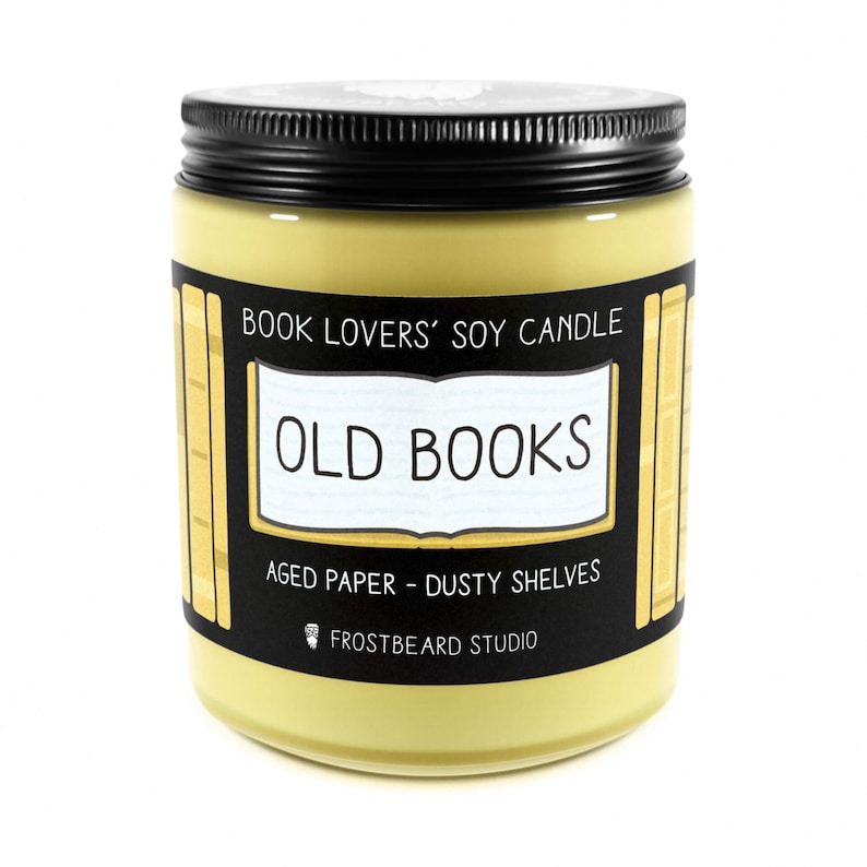 Old Books - 8 oz Jar - Book Lovers' Soy Candle - Frostbeard Studio