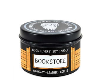 Bookstore Scented Soy Candle - 2 oz Tin - Candle for Book Lovers - Frostbeard Studio