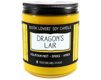 Dragon's Lair Scented Soy Candle - 8 oz Jar - Candle for Book Lovers - Frostbeard Studio