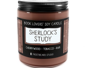 Étude de Sherlock︱Bougie d’amoureux des livres︱Parfum de bougie de livre︱Bougie inspirée du livre︱Bougie littéraire︱Bougie de soja︱Bougie parfumée︱Barbe de givre