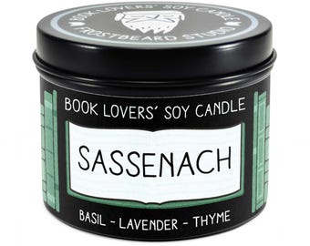 Sassenach Scented Soy Candle - 4 oz Tin - Candle for Book Lovers - Frostbeard Studio