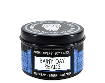Rainy Day Reads Scented Soy Candle - 2 oz Tin - Candle for Book Lovers - Frostbeard Studio