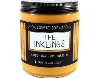 The Inklings︱Bougie Amoureux des livres︱Parfum de bougie de livre︱Bougie inspirée d'un livre︱Bougie littéraire︱Bougie de soja︱Bougie parfumée︱Atelier Barbe de givre