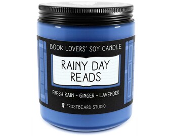Rainy Day Reads Scented Soy Candle - 8 oz Jar - Candle for Book Lovers - Frostbeard Studio