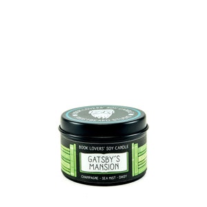 Gatsby's MansionBougie des amoureux des livresParfum de bougie de livreBougie inspirée d'un livreBougie littéraireBougie de sojaFondant de cireBougie parfuméeBarbe de givre 2 oz Tin