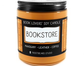 Librairie︱Bougie d’amoureux des livres︱Parfum de bougie de livre︱Bougie inspirée du livre︱Bougie littéraire︱Bougie de soja︱Bougie parfumée︱Studio Frostbeard