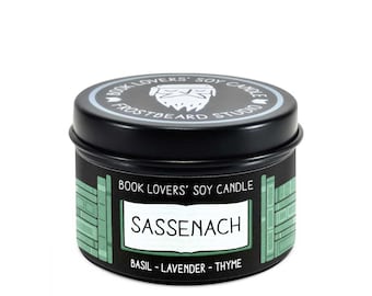 Sassenach Scented Soy Candle - 2 oz Tin - Candle for Book Lovers - Frostbeard Studio