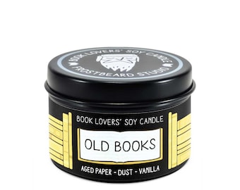 Old Books Scented Soy Candle - 2 oz Tin - Candle for Book Lovers - Frostbeard Studio
