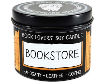 Bookstore Stories Scented Soy Candle - 4 oz Tin - Candle for Book Lovers - Frostbeard Studio