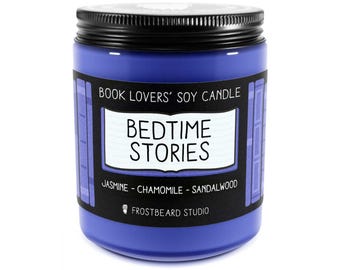 Bedtime Stories Scented Soy Candle - 8 oz Jar - Candle for Book Lovers - Frostbeard Studio