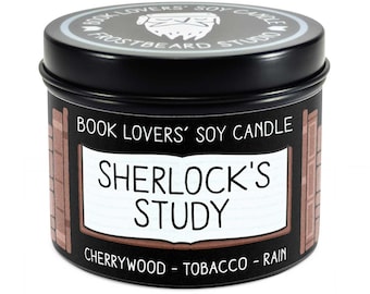 Sherlock's Study Scented Soy Candle - 4 oz Tin - Candle for Book Lovers - Frostbeard Studio