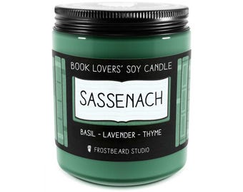 Sassenach Scented Soy Candle - 8 oz Jar - Candle for Book Lovers - Frostbeard Studio