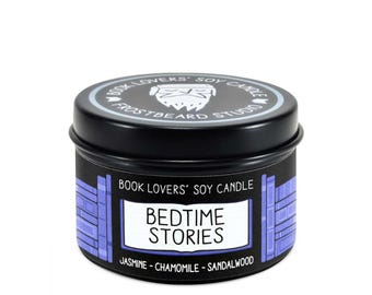 Bedtime Stories Scented Soy Candle - 2 oz Tin - Candle for Book Lovers - Frostbeard Studio