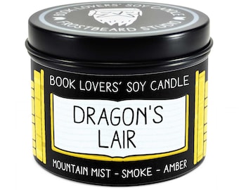 Dragon's Lair Scented Soy Candle - 4 oz Tin - Candle for Book Lovers - Frostbeard Studio