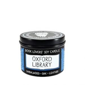 Oxford Library - 4 oz Tin - Book Lovers' Soy Candle - Frostbeard Studio