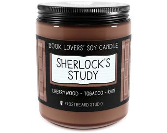 Sherlock's Study Scented Soy Candle - 8 oz Jar - Candle for Book Lovers - Frostbeard Studio