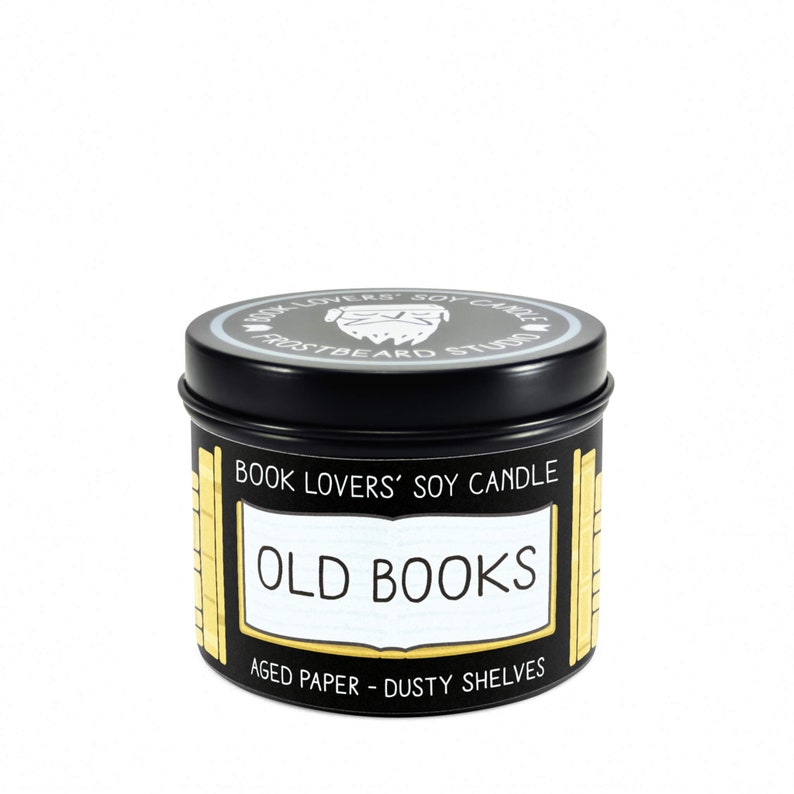 Old Books - 4 oz Tin - Book Lovers' Soy Candle - Frostbeard Studio