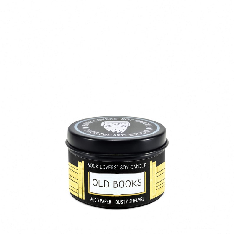 Old Books - 2 oz Tin - Book Lovers' Soy Candle - Frostbeard Studio