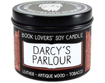 Darcy's Parlour Scented Soy Candle - 4 oz Tin - Candle for Book Lovers - Frostbeard Studio
