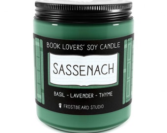 Sassenach-Vela amante del libro-Aroma a vela de libro-Vela inspirada en libros-Vela literaria-Vela de soja-Vela perfumada-Estudio Frostbeard