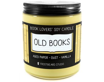 Old Books Scented Soy Candle - 8 oz Jar - Candle for Book Lovers - Frostbeard Studio