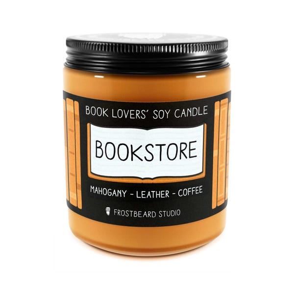 Bookstore Scented Soy Candle - 8 oz Jar - Candle for Book Lovers - Frostbeard Studio