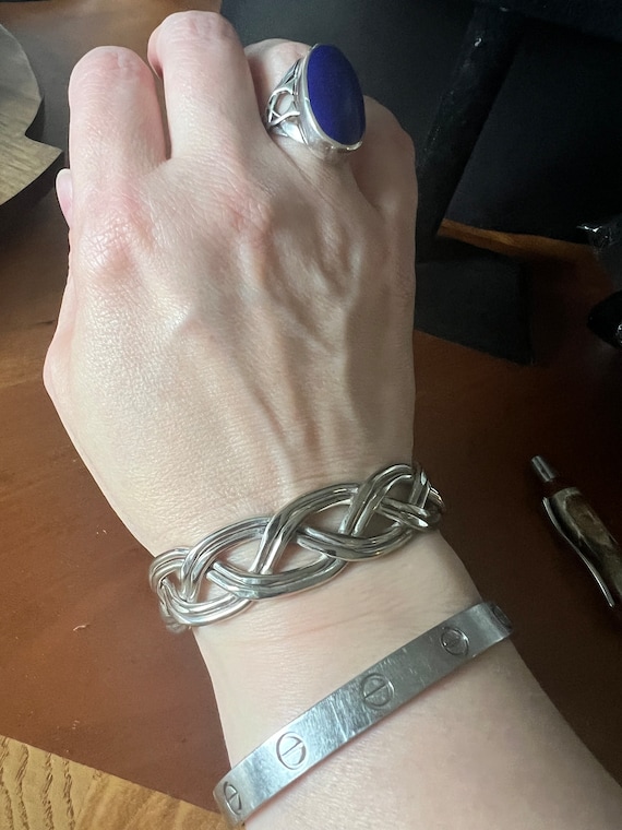 Artisan Made Silver Braided Bangle - image 5