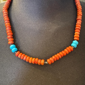 Vintage Coral and Turquoise Beaded Necklace